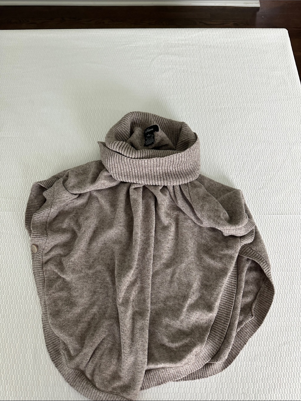 Cozy Taupe Turtleneck Poncho Sweater - Women's
